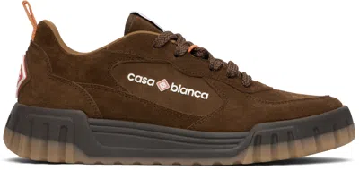 CASABLANCA BROWN SUEDE COURT SNEAKERS