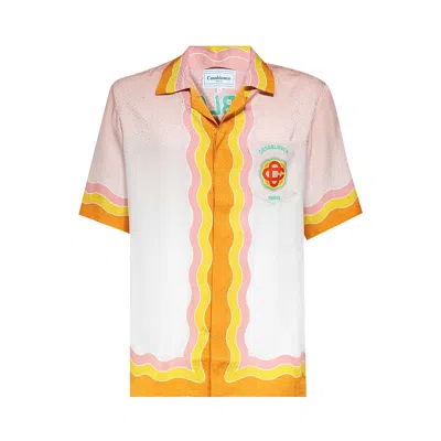CASABLANCA CASABLANCA CUBAN COLLAR SHORT-SLEEVE SHIRT 'RAINBOW MONOGRAM'