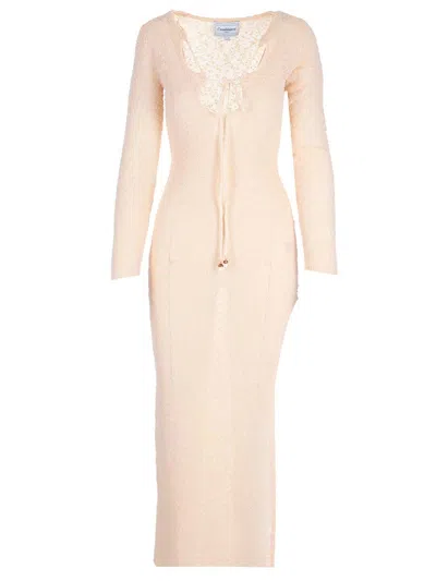 CASABLANCA FITTED LONG DRESS DRESSES WHITE