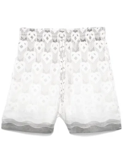 CASABLANCA HEART-MONOGRAM SILK SHORTS