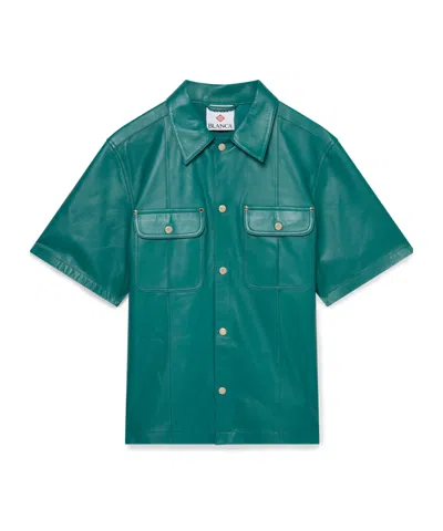 CASABLANCA LEATHER SHORT SLEEVE SHIRT