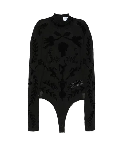 CASABLANCA CASABLANCA DEVORÉ-EFFECT HIGH NECK BODYSUIT