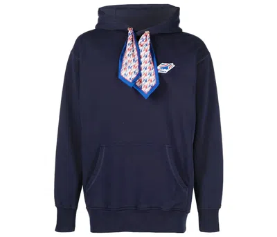 CASABLANCA MEN'S CASABLANCA LOGO PATCH HOODIE IN BLUE
