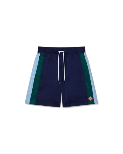 CASABLANCA PARIS PINSTRIPE LAUREL TRACK SHORTS