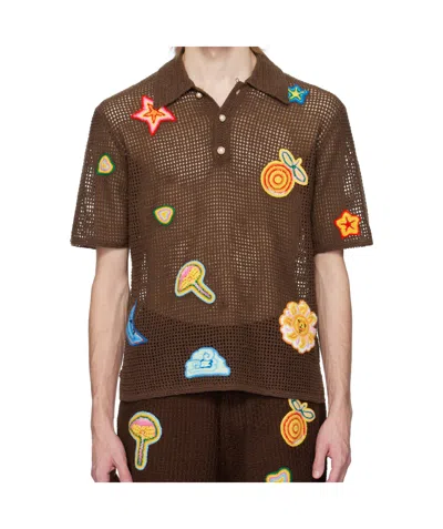 CASABLANCA CASABLANCA MOTIF CROCHET POLO SHIRT