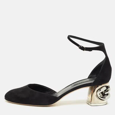 CASADEI BLACK SUEDE MARY JANE PUMPS SIZE 39.5