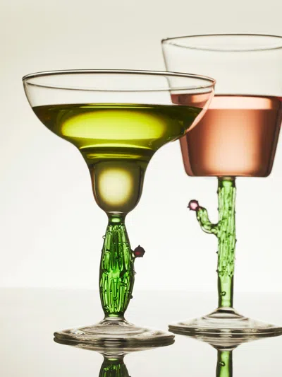 CASARIALTO CACTUS HAND-BLOWN MURANO GLASS MARGARITA GLASSES (SET OF 4)
