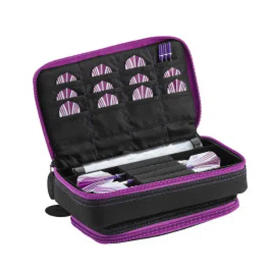 CASEMASTER PLAZMA PLUS DART CASE WITH ZIPPER & PHONE POCKET BLACK & AMETHYST - 3 DARTS