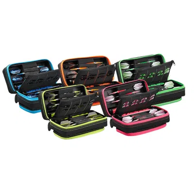 CASEMASTER PLAZMA PRO DART CASE WITH ZIPPER & PHONE POCKET BLACK & GREEN - 6 DARTS