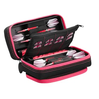 CASEMASTER PLAZMA PRO DART CASE WITH ZIPPER & PHONE POCKET BLACK & PINK - 6 DARTS