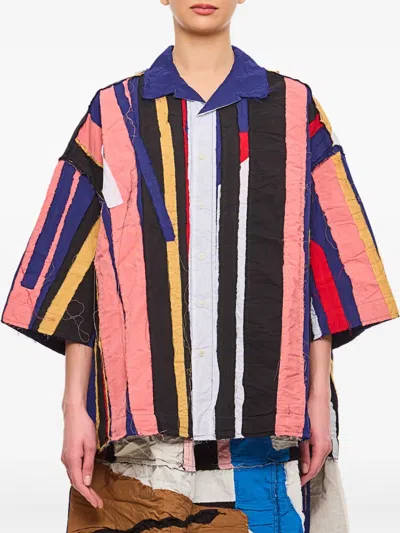 CASEY CASEY PATCH-DESIGN COTTON SHIRT