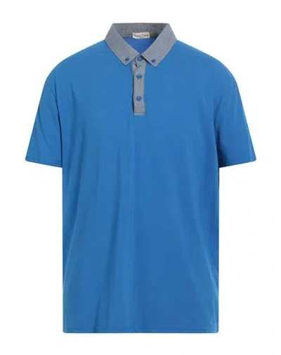 CASHMERE COMPANY CASHMERE COMPANY MAN POLO SHIRT BRIGHT BLUE SIZE 44 COTTON