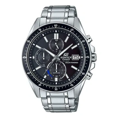 CASIO CASIO EDIFICE Quartz Waterproof Solar Powered Stainless Steel Strap Mens Black Analog