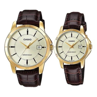 CASIO CASIO ENTICER&DRESS Series Vintage Waterproofes Yellow Couple Quartz Gold Analog