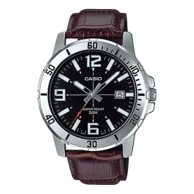 CASIO CASIO Leather Band Waterproof Business Style Men Mens Brown Analog