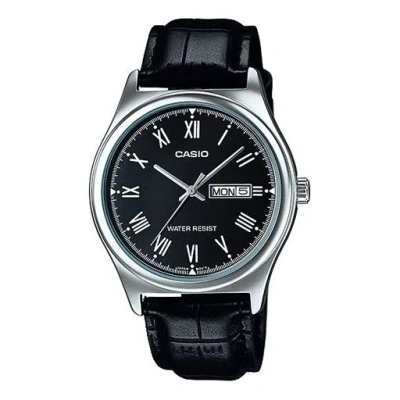 CASIO CASIO Leather Band Waterproof Men Mens Black Analog