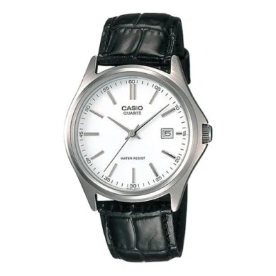 CASIO CASIO Leather Band Waterproof Men White/Brown White DialBlack Strap Mens WhiteBlack Analog