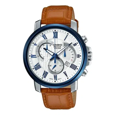 CASIO Men's CASIO Quartz Watch Leather Strap White Dial Analog Mens