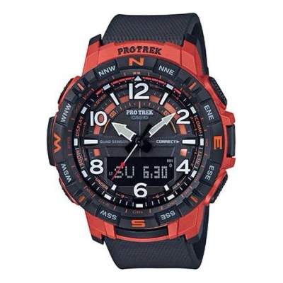 CASIO CASIO Mens Black/Red Analog/Digital Combo
