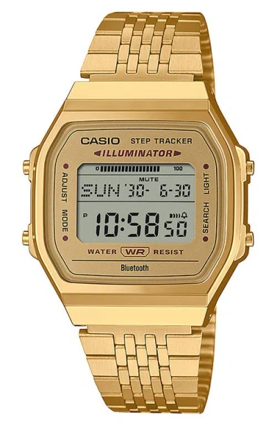 CASIO CASIO VINTAGE GOLDTONE DIGITAL BRACELET BLUETOOTH® WATCH, 41.4MM X 37.9.5MM