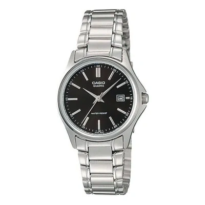 CASIO CASIO Waterproof Quartz Stainless Steel Strap Silver Black Dial Black Analog