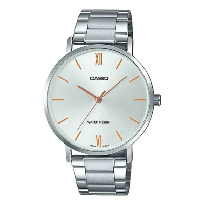 CASIO CASIO Waterproof Stainless Steel Silver Quartz Unisex Mens White Analog