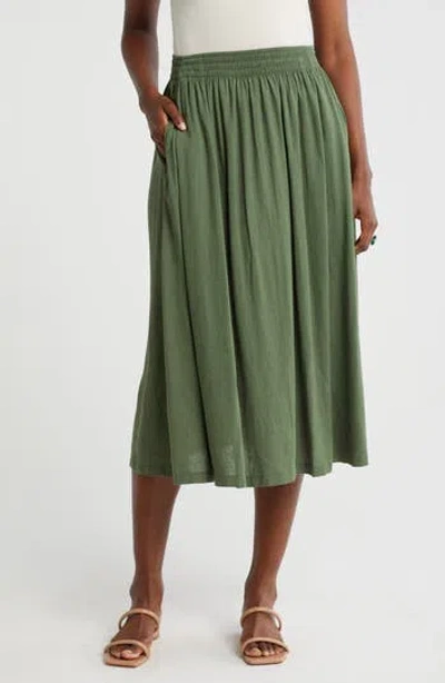CASLON CASLON® FLORAL LINEN BLEND PULL-ON SKIRT