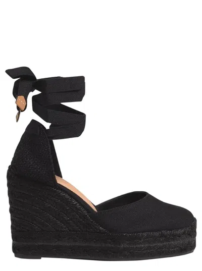 CASTAÃ±ER BLACK CARINA ESPADRILLE SANDALS WITH WEDGE HEEL