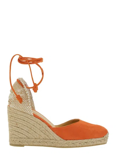 CASTAÃ±ER 'CARINA' ORANGE AND BEIGE ESPADRILLES WITH WEDGE AND CLOSED TOE