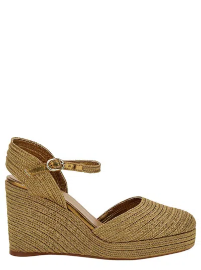 CASTAÃ±ER 'CAROLYN' GOLD WEDGE WITH ANKLE STRAP