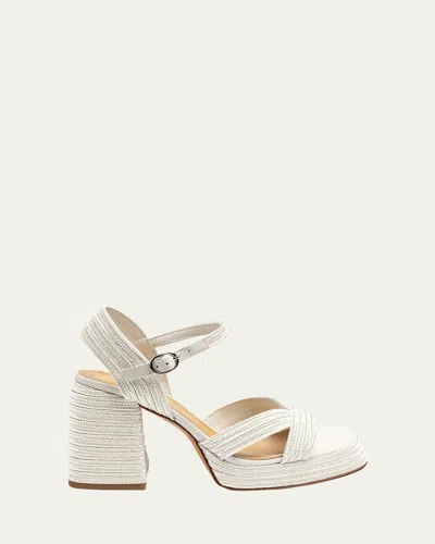 CASTAÃ±ER VALLE METALLIC RAFFIA PLATFORM SANDALS