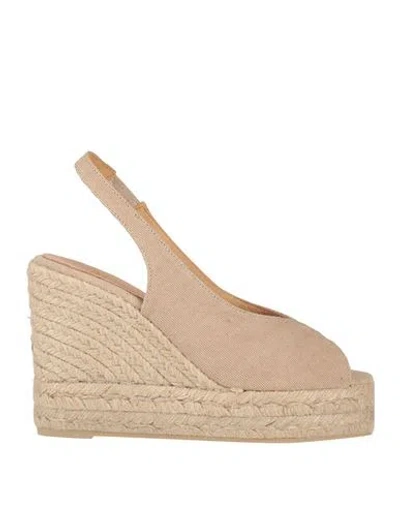 CASTAÃ±ER CASTAÑER WOMAN ESPADRILLES BEIGE SIZE 7.5 TEXTILE FIBERS