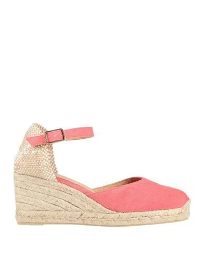 CASTAÃ±ER CASTAÑER WOMAN ESPADRILLES CORAL SIZE 7.5 TEXTILE FIBERS