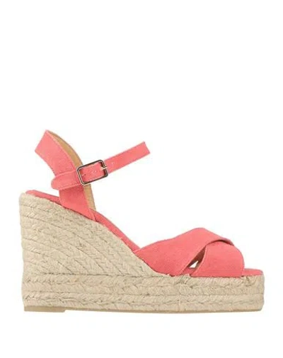 CASTAÃ±ER CASTAÑER WOMAN ESPADRILLES CORAL SIZE 7.5 TEXTILE FIBERS