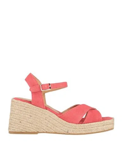 CASTAÃ±ER CASTAÑER WOMAN ESPADRILLES CORAL SIZE 6.5 TEXTILE FIBERS