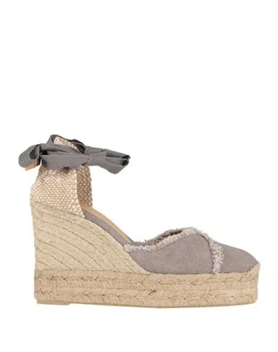 CASTAÃ±ER CASTAÑER WOMAN ESPADRILLES GREY SIZE 7.5 TEXTILE FIBERS