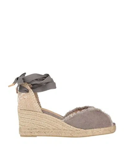 CASTAÃ±ER CASTAÑER WOMAN ESPADRILLES GREY SIZE 7.5 TEXTILE FIBERS