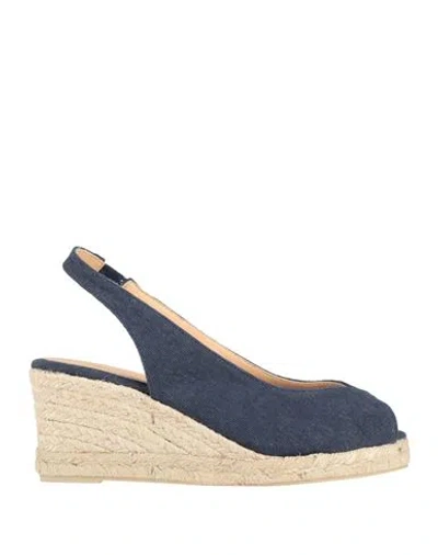 CASTAÃ±ER CASTAÑER WOMAN ESPADRILLES MIDNIGHT BLUE SIZE 7.5 TEXTILE FIBERS