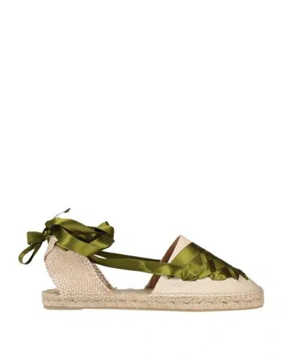 CASTAÃ±ER CASTAÑER WOMAN ESPADRILLES MILITARY GREEN SIZE 10 TEXTILE FIBERS