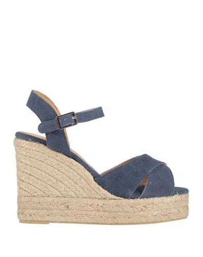 CASTAÃ±ER CASTAÑER WOMAN ESPADRILLES NAVY SIZE 7.5 TEXTILE FIBERS