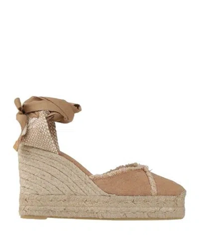 CASTAÃ±ER CASTAÑER WOMAN ESPADRILLES SAND SIZE 10 TEXTILE FIBERS