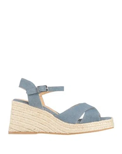 CASTAÃ±ER CASTAÑER WOMAN ESPADRILLES SLATE BLUE SIZE 7.5 TEXTILE FIBERS