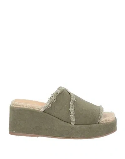 CASTAÃ±ER CASTAÑER WOMAN SANDALS MILITARY GREEN SIZE 6.5 TEXTILE FIBERS