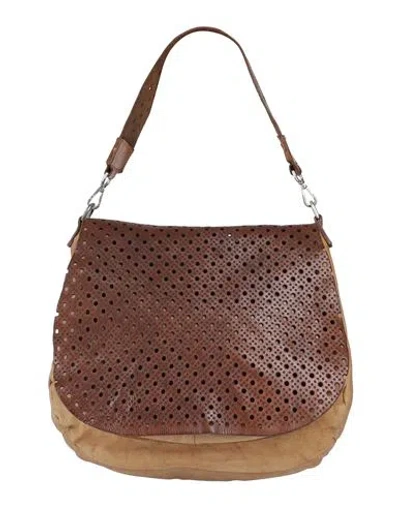 CATERINA LUCCHI CATERINA LUCCHI GOLD WOMAN HANDBAG BROWN SIZE - COWHIDE, TEXTILE FIBERS