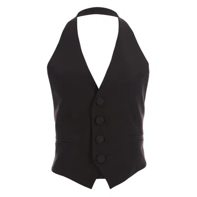 CAVANAGH BAKER WOMEN'S BROWN STRETCH CREPE HALTER VEST CONGAC