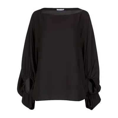 CAVANAGH BAKER WOMEN'S SILK GEORGETTE SCARF BLOUSE BLACK