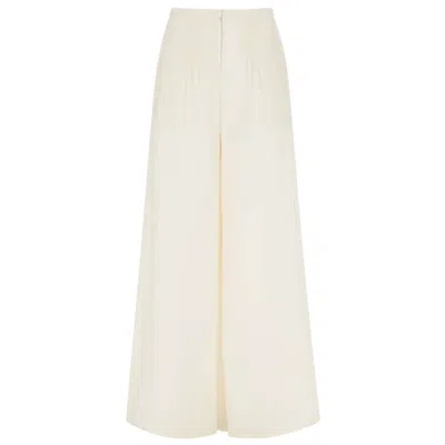 CAVANAGH BAKER WOMEN'S WHITE CREAM SILK GEORGETTE THREE PLEAT PANT