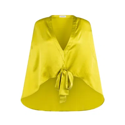 CAVANAGH BAKER WOMEN'S NEUTRALS SILK CHARMEUSE CAPE BLOUSE