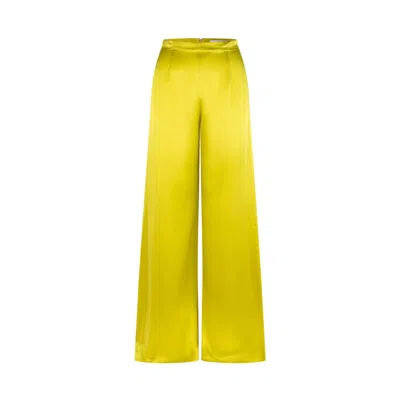 CAVANAGH BAKER WOMEN'S YELLOW / ORANGE SILK CHARMEUSE WIDE LEG PANT