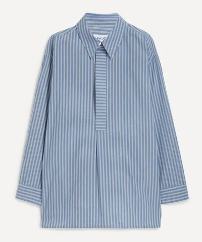 CAWLEY CAWLEY MENS JAPANESE STRIPED COTTON HALF-PLACKET SHIRT